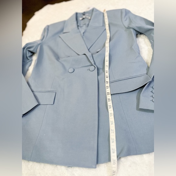 NWT- WeWoreWhat x Revolve Double Breasted Blazer Suiting Twill Storm - Picture 13 of 13